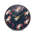 thumbnail image 1 of Yayeee Wall Clock Battery Operated 11.9" Silent Quartz Non-Ticking for Living Room Decor, Rocket Pattern, 1 of 8