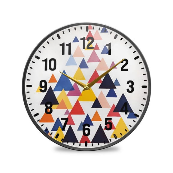 Yayeee Wall Clock Battery Operated 11.9" Silent Non-Ticking for Living Room, White Abstract Triangles