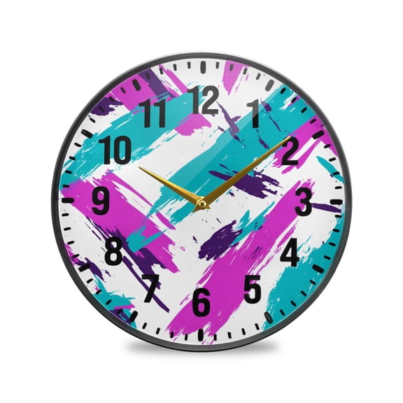 Yayeee Wall Clock Battery Operated 9.5" Silent Non-Ticking for Living Room, Abstract Drawing