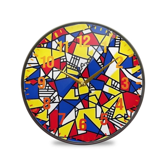 Yayeee Wall Clock Battery Operated 9.5" Silent Non-Ticking for Living Room, Art Triangles