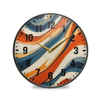 Yayeee Wall Clock Battery Operated 9.5" Silent Non-Ticking for Living Room, Beige Abstract Wavy