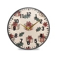 thumbnail image 1 of Yayeee Wall Clock Battery Operated 9.5" Silent Quartz Non-Ticking for Living Room Decor, Beige Christmas Box Pattern, 1 of 8