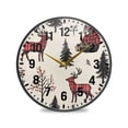 thumbnail image 1 of Yayeee Wall Clock Battery Operated 9.5" Silent Quartz Non-Ticking for Living Room Decor, Beige Christmas Plaid, 1 of 8