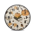thumbnail image 1 of Yayeee Wall Clock Battery Operated 9.5" Silent Quartz Non-Ticking for Living Room Decor, Beige Fall Books, 1 of 8