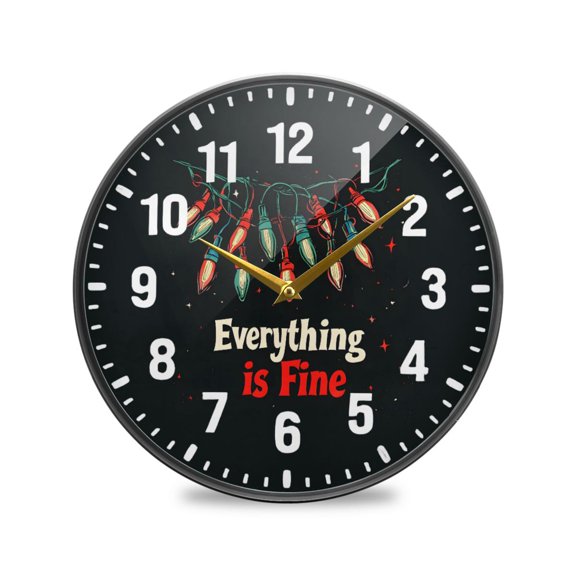 Yayeee Wall Clock Battery Operated 9.5" Silent Non-Ticking for Living Room, Black Christmas Light