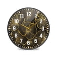 thumbnail image 1 of Yayeee Wall Clock Battery Operated 9.5" Silent Quartz Non-Ticking for Living Room Decor, Black Flower Pattern, 1 of 8