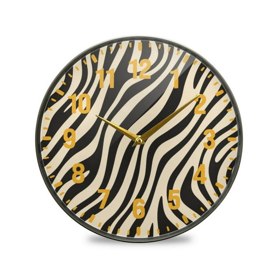 Yayeee Wall Clock Battery Operated 9.5" Silent Quartz Non-Ticking for Living Room Decor, Black Lines