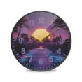 thumbnail image 1 of Yayeee Wall Clock Battery Operated 9.5" Silent Non-Ticking for Living Room, Blue Neon Road, 1 of 8