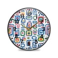 thumbnail image 1 of Yayeee Wall Clock Battery Operated 9.5" Silent Quartz Non-Ticking for Living Room Decor, Blue Retro Pattern, 1 of 8