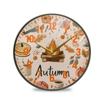 Yayeee Wall Clock Battery Operated 9.5" Silent Non-Ticking for Living Room, Campfire Pattern