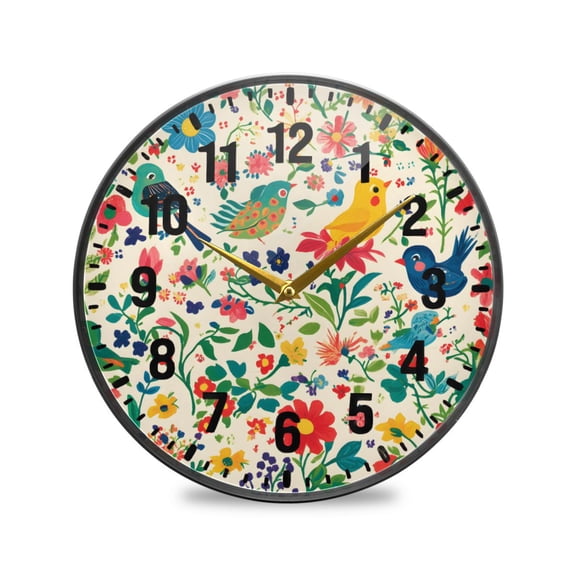 Yayeee Wall Clock Battery Operated 9.5" Silent Non-Ticking for Living Room, Cartoon Animals