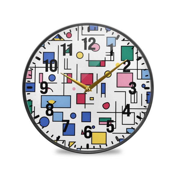 Yayeee Wall Clock Battery Operated 9.5" Silent Quartz Non-Ticking for Living Room Decor, Colorful Cartoon Graphic