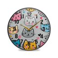thumbnail image 1 of Yayeee Wall Clock Battery Operated 9.5" Silent Quartz Non-Ticking for Living Room Decor, Cute Cat Pattern, 1 of 8