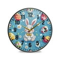 thumbnail image 1 of Yayeee Wall Clock Battery Operated 9.5" Silent Quartz Non-Ticking for Living Room Decor, Easter Bunny Pattern, 1 of 8