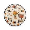 thumbnail image 1 of Yayeee Wall Clock Battery Operated 9.5" Silent Quartz Non-Ticking for Living Room Decor, Fall Beige Pumpkin, 1 of 8