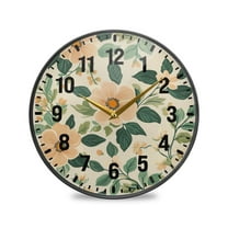 Yayeee Wall Clock Battery Operated 9.5" Silent Non-Ticking for Living Room, Floral Design