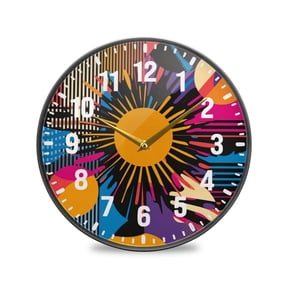Yayeee Wall Clock Battery Operated 9.5" Silent Quartz Non-Ticking for Living Room Decor, Futuristic Circles