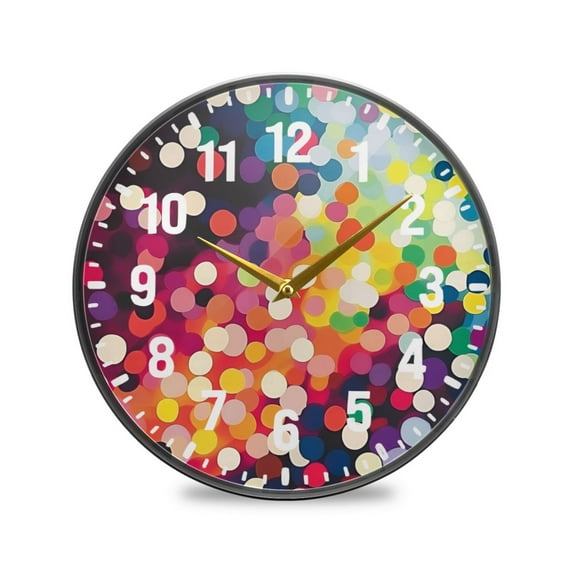 Yayeee Wall Clock Battery Operated 9.5" Silent Non-Ticking for Living Room, Green Colorful Circles