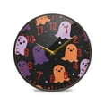 thumbnail image 1 of Yayeee Wall Clock Battery Operated 9.5" Silent Non-Ticking for Living Room, Halloween Orange Ghosts, 1 of 8