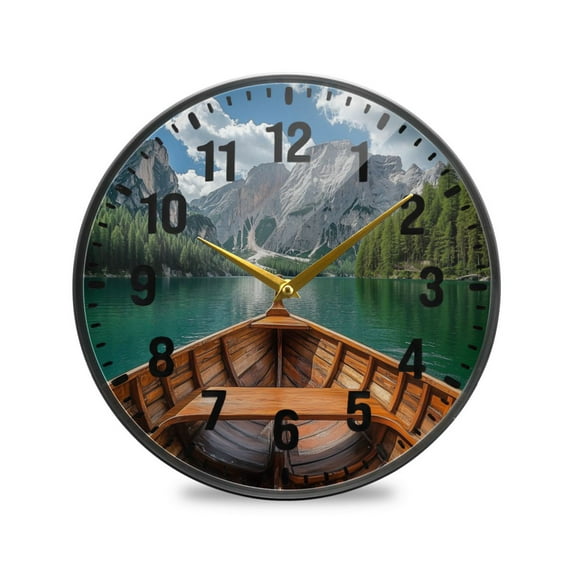 Yayeee Wall Clock Battery Operated 9.5" Silent Non-Ticking for Living Room, Lake