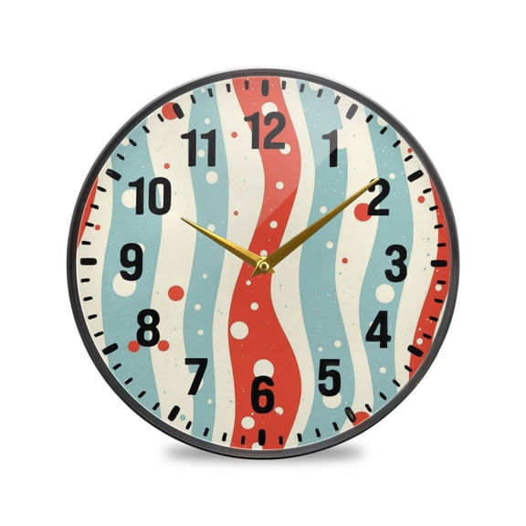 Yayeee Wall Clock Battery Operated 9.5" Silent Quartz Non-Ticking for Living Room Decor, Light Blue Pattern