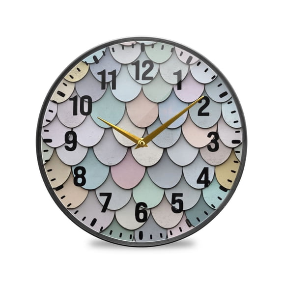 Yayeee Wall Clock Battery Operated 9.5" Silent Quartz Non-Ticking for Living Room Decor, Light Blue Shimmering Pattern
