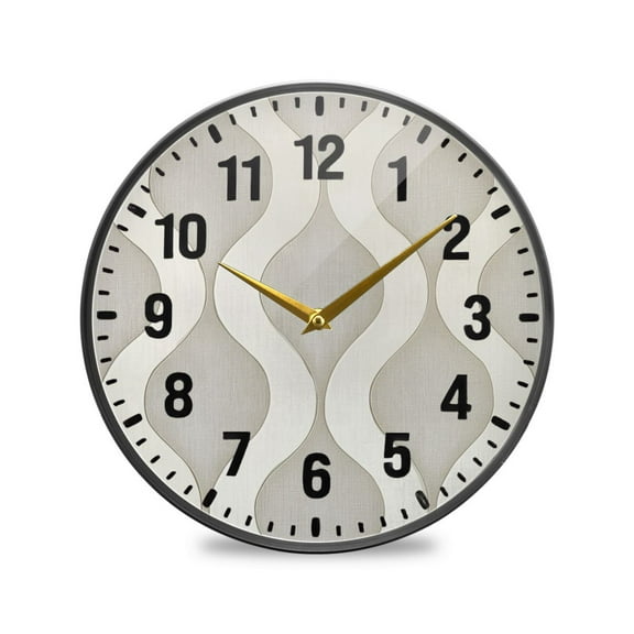 Yayeee Wall Clock Battery Operated 9.5" Silent Non-Ticking for Living Room, Light Gray Pattern