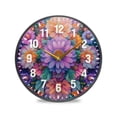 thumbnail image 1 of Yayeee Wall Clock Battery Operated 9.5" Silent Quartz Non-Ticking for Living Room Decor, Light Purple Flowers, 1 of 8