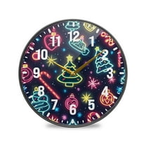 Yayeee Wall Clock Battery Operated 9.5" Silent Non-Ticking for Living Room, Neon Christmas