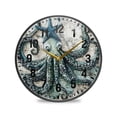thumbnail image 1 of Yayeee Wall Clock Battery Operated 9.5" Silent Quartz Non-Ticking for Living Room Decor, Octopus Starfish Pattern, 1 of 8