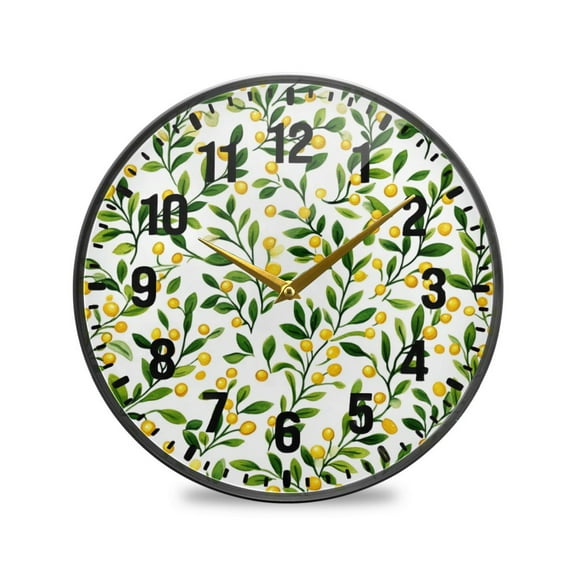 Yayeee Wall Clock Battery Operated 9.5" Silent Non-Ticking for Living Room, Olive Leaf