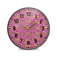 thumbnail image 1 of Yayeee Wall Clock Battery Operated 9.5" Silent Quartz Non-Ticking for Living Room Decor, Pink Doughnuts, 1 of 8
