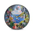 thumbnail image 1 of Yayeee Wall Clock Battery Operated 9.5" Silent Quartz Non-Ticking for Living Room Decor, Pink Floral Window, 1 of 8