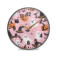 thumbnail image 1 of Yayeee Wall Clock Battery Operated 9.5" Silent Quartz Non-Ticking for Living Room Decor, Pink Halloween Ghosts, 1 of 8