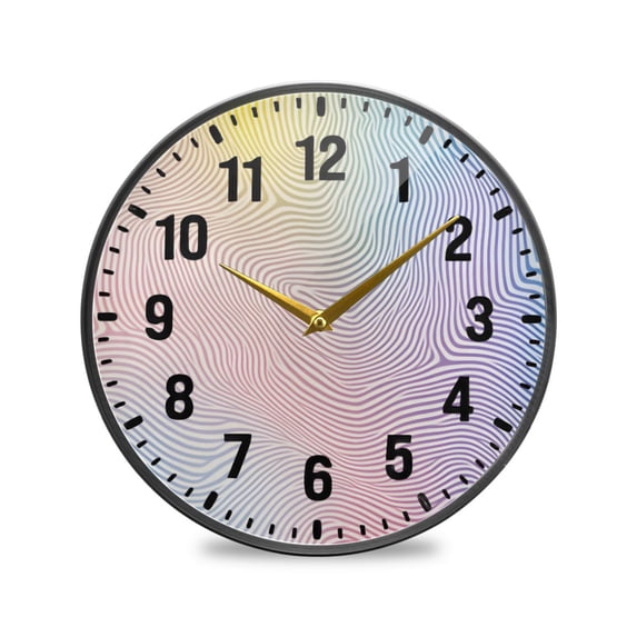 Yayeee Wall Clock Battery Operated 9.5" Silent Quartz Non-Ticking for Living Room Decor, Pink Wavy Striped
