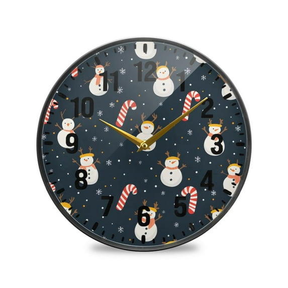 Yayeee Wall Clock Battery Operated 9.5" Silent Non-Ticking for Living Room, Playful Winter