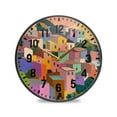 thumbnail image 1 of Yayeee Wall Clock Battery Operated 9.5" Silent Non-Ticking for Living Room, Purple Cityscape Painting, 1 of 8