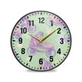 thumbnail image 1 of Yayeee Wall Clock Battery Operated 9.5" Silent Quartz Non-Ticking for Living Room Decor, Purple Skates, 1 of 8