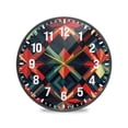 thumbnail image 1 of Yayeee Wall Clock Battery Operated 9.5" Silent Quartz Non-Ticking for Living Room Decor, Red Abstract, 1 of 8