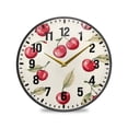 thumbnail image 1 of Yayeee Wall Clock Battery Operated 9.5" Silent Quartz Non-Ticking for Living Room Decor, Red Cherry, 1 of 8