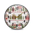 thumbnail image 1 of Yayeee Wall Clock Battery Operated 9.5" Silent Non-Ticking for Living Room, Red Christmas House, 1 of 8