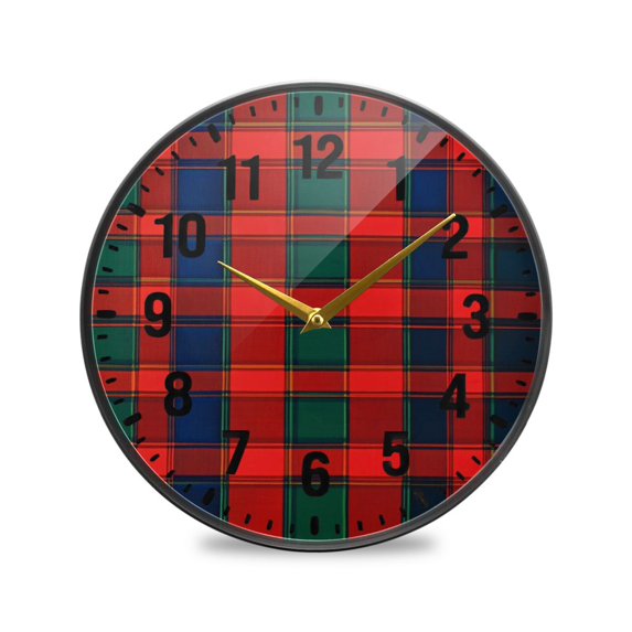 Yayeee Wall Clock Battery Operated 9.5" Silent Quartz Non-Ticking for Living Room Decor, Red and Blue Pattern
