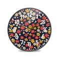 thumbnail image 1 of Yayeee Wall Clock Battery Operated 9.5" Silent Quartz Non-Ticking for Living Room Decor, Small Colorful Flower, 1 of 8