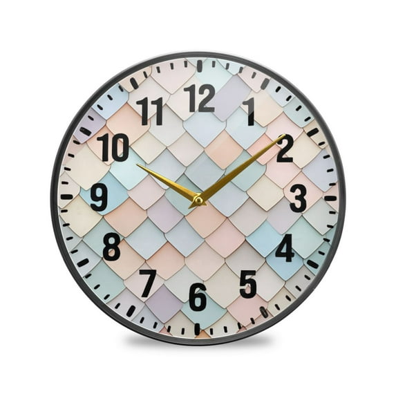 Yayeee Wall Clock Battery Operated 9.5" Silent Non-Ticking for Living Room, Small Pink Pattern