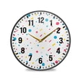 thumbnail image 1 of Yayeee Wall Clock Battery Operated 9.5" Silent Quartz Non-Ticking for Living Room Decor, White Retro Pattern, 1 of 8