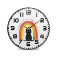 thumbnail image 1 of Yayeee Wall Clock for Living Room 11.9 inch Battery Operated Round with Holder, Black Cat Rainbow, 1 of 7