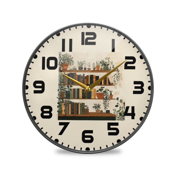 Yayeee Wall Clock for Living Room 11.9 inch Battery Operated Round with Holder, Shelf Plants
