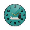 thumbnail image 1 of Yayeee Wall Clock for Living Room 9.5 inch Battery Operated Round with Holder, Black Cat and Coffee, 1 of 7