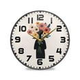 thumbnail image 1 of Yayeee Wall Clock for Living Room 9.5 inch Battery Operated Round with Holder, Black Flowers, 1 of 7
