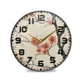 thumbnail image 1 of Yayeee Wall Clock for Living Room 9.5 inch Battery Operated Round with Holder, Light Red Flowers, 1 of 7